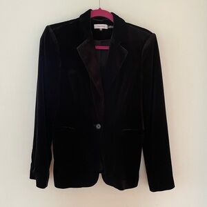 Calvin Klein black velvet blazer. Size 4. Like new. Slit pockets.